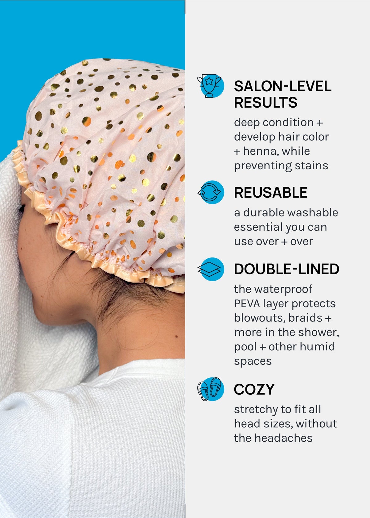 a2o Lab Double-Lined Waterproof Shower Cap