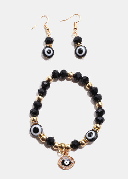 Colorful Evil Eye Bracelet & Earring Set