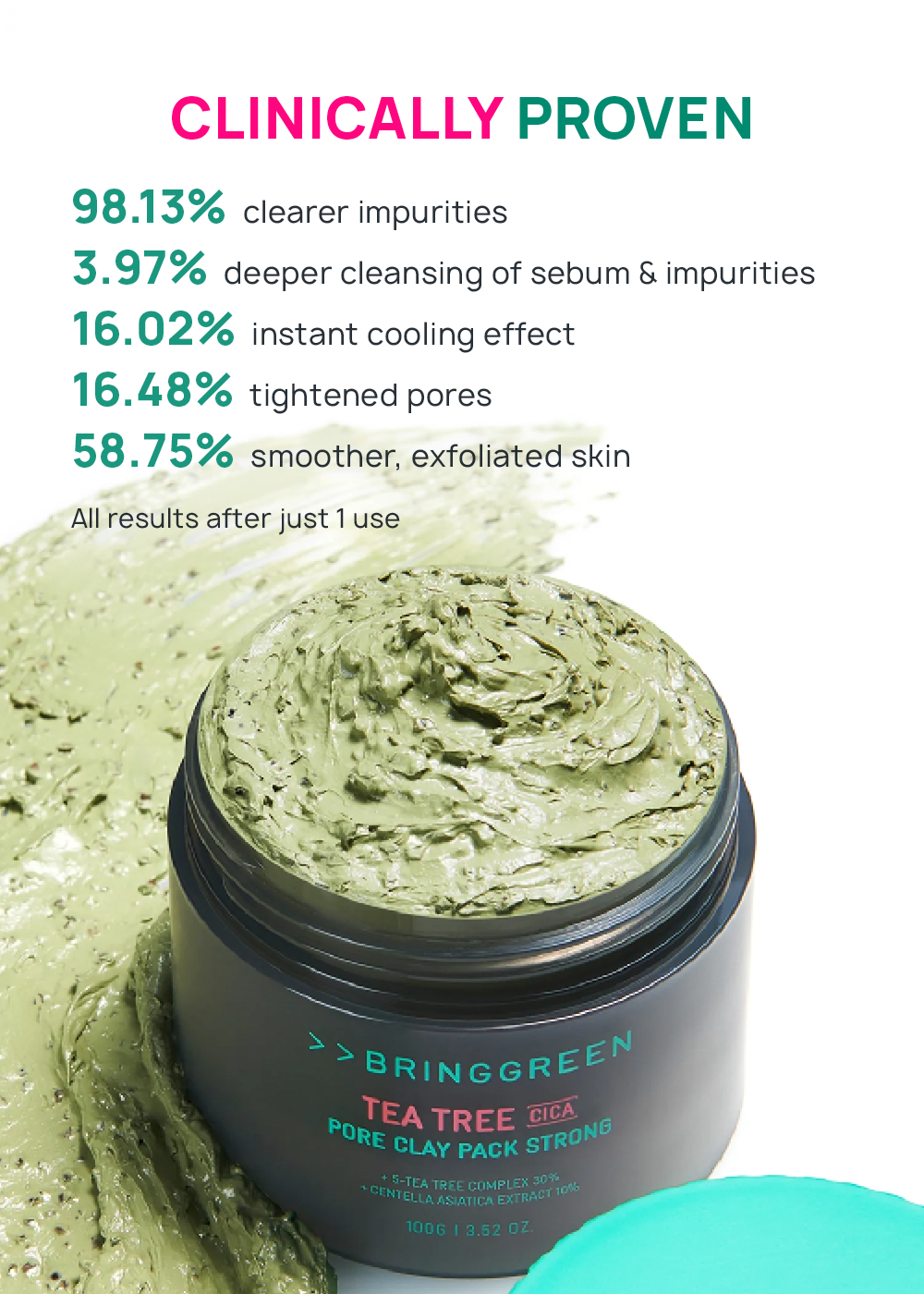BRINGGREEN Tea Tree Cica Pore Clay Pack Strong 100g
