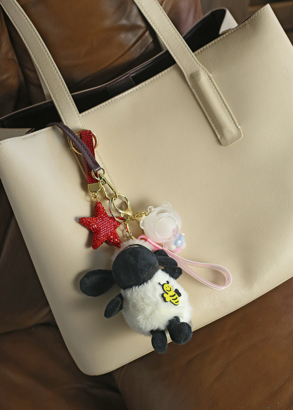 Bee Happy Sheep Plush Bag Charm