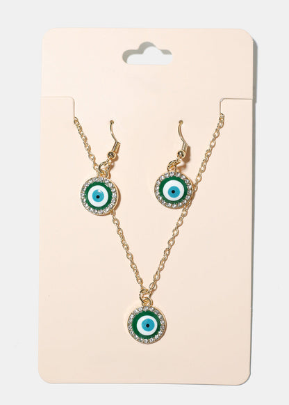 Evil Eye & Necklace Earring Set