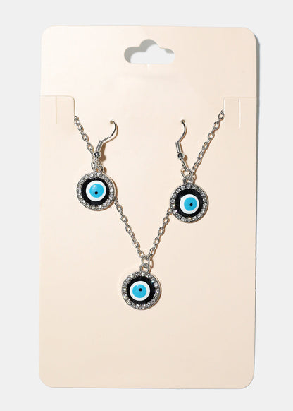 Evil Eye & Necklace Earring Set