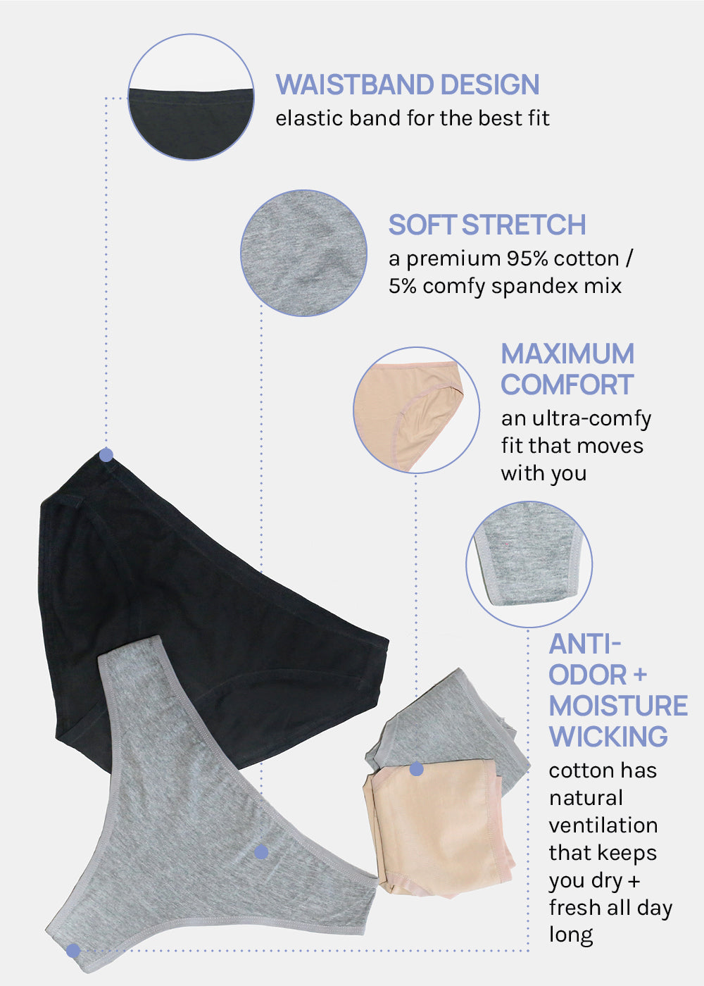 Her. Cotton Stretch Thong - Nude