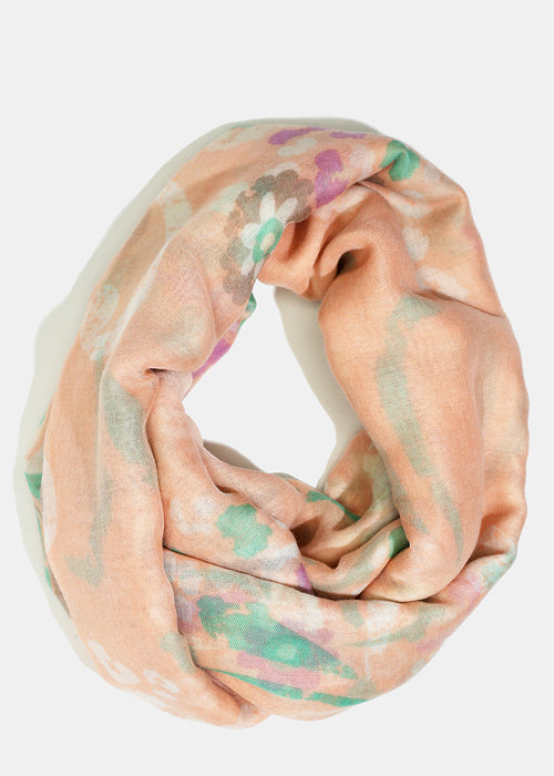 A+ Peach Floral Lightweight Scarf