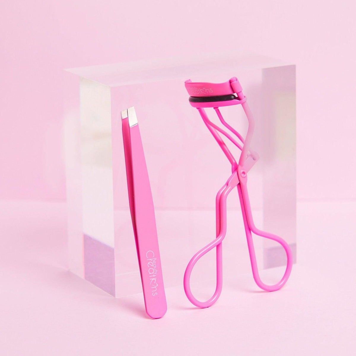 Hot Pink Eyelash Curler and Tweezer Set